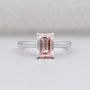 Modern emerald cut pink diamond solitaire ring in white gold