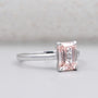White gold pink emerald cut engagement ring