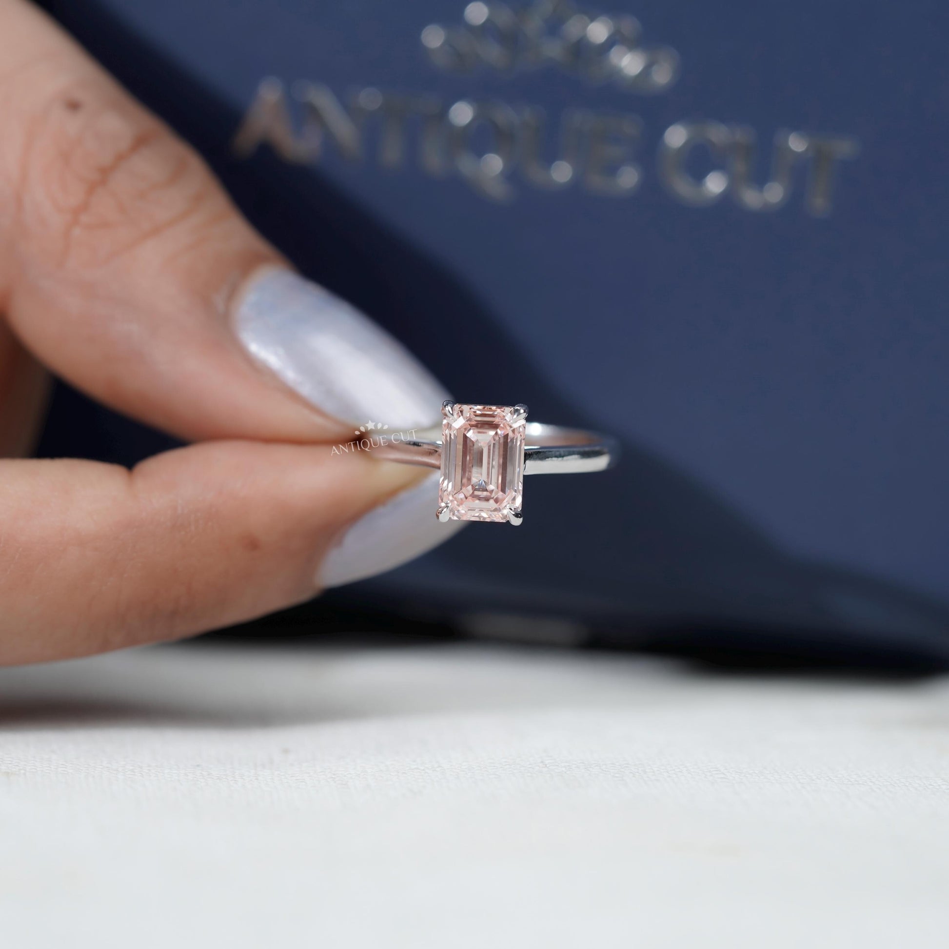 Handcrafted Antiquecut pink solitaire ring