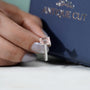 Contemporary white gold pink diamond ring