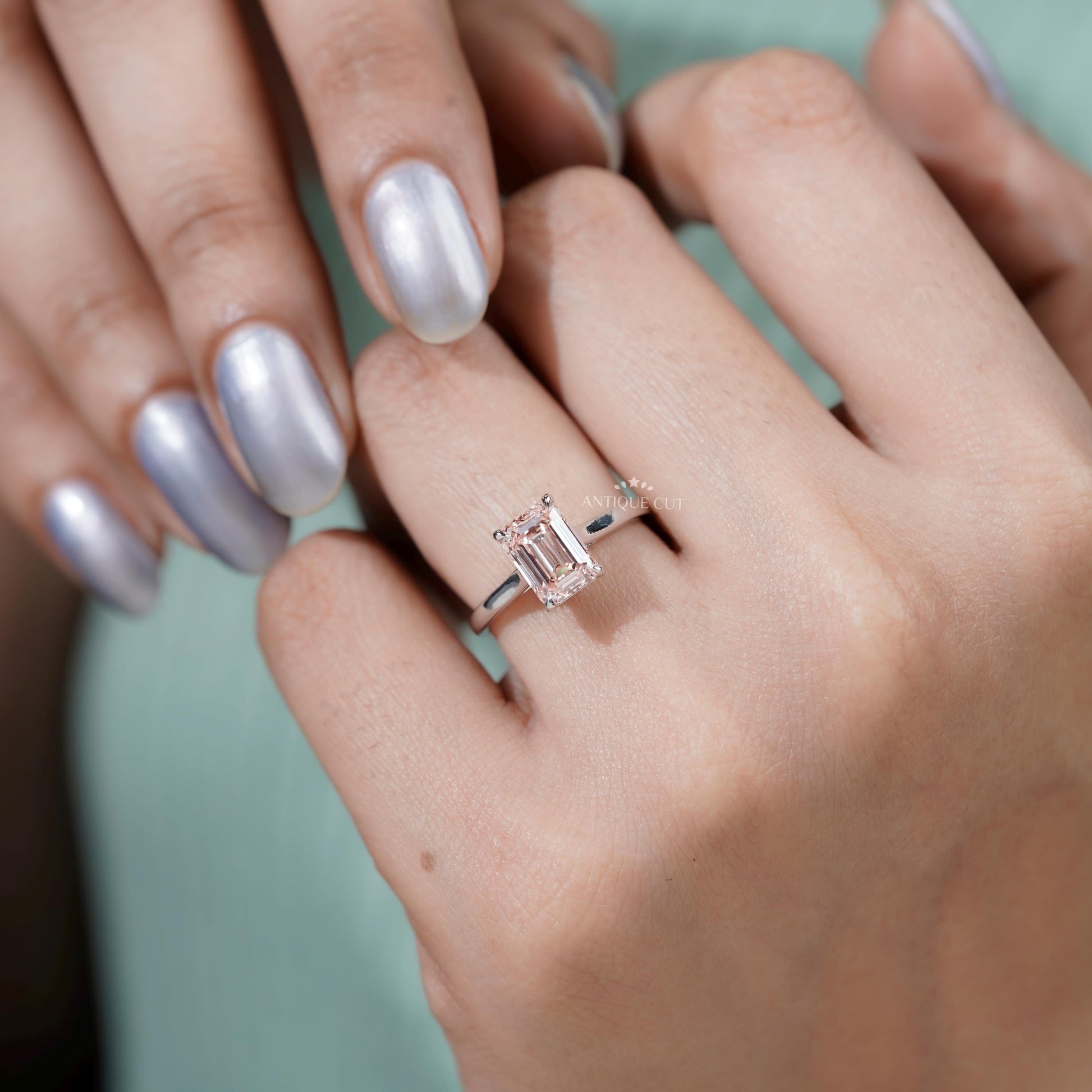 Sustainable lab grown pink diamond ring