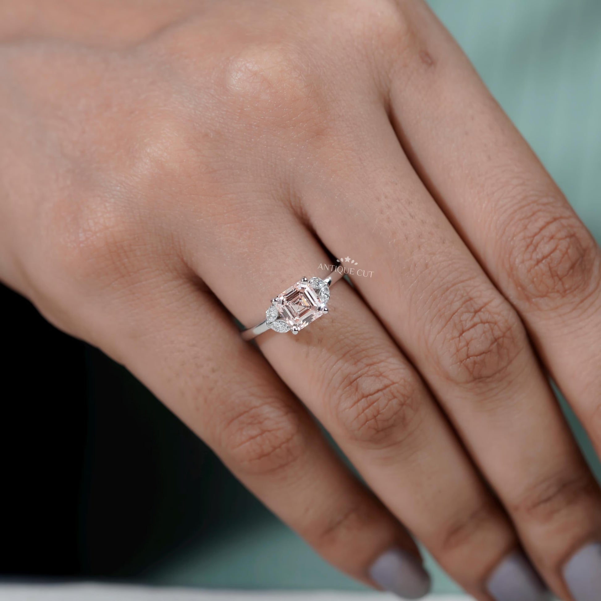 Sustainable lab grown diamond Asscher ring