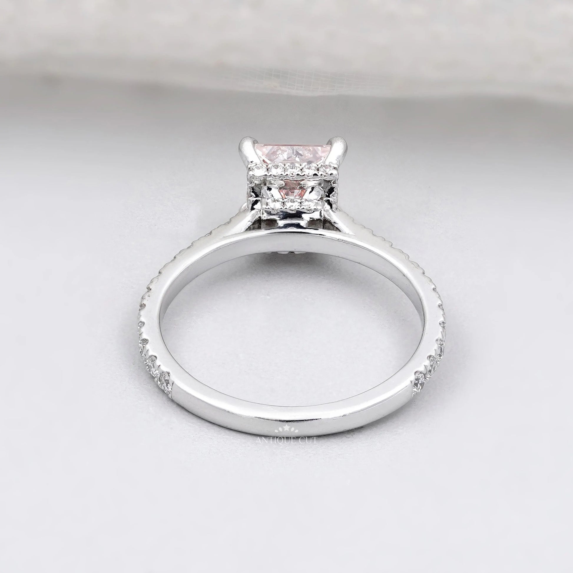 Elegant princess cut pink diamond ring design