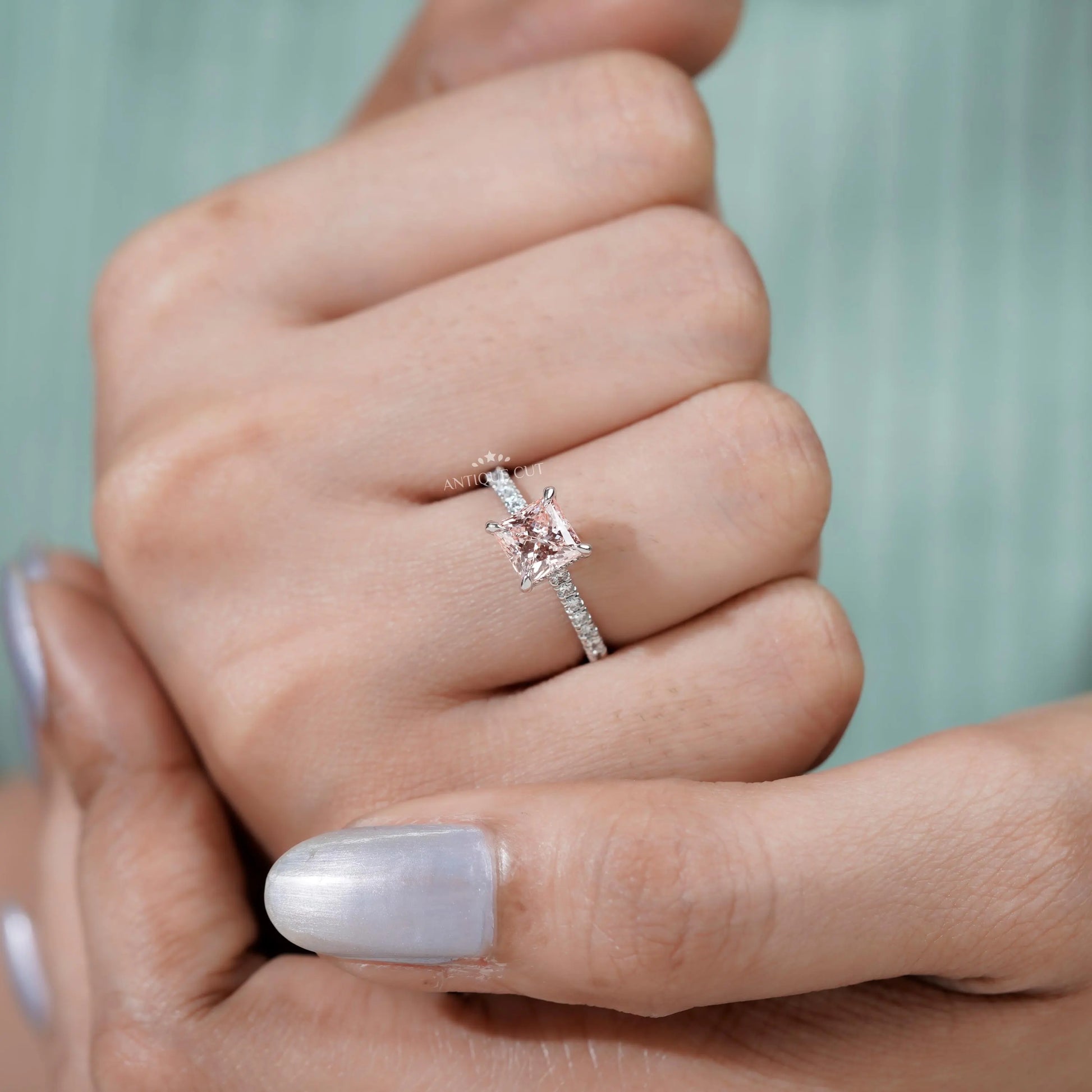 Handcrafted Antiquecut pink diamond ring