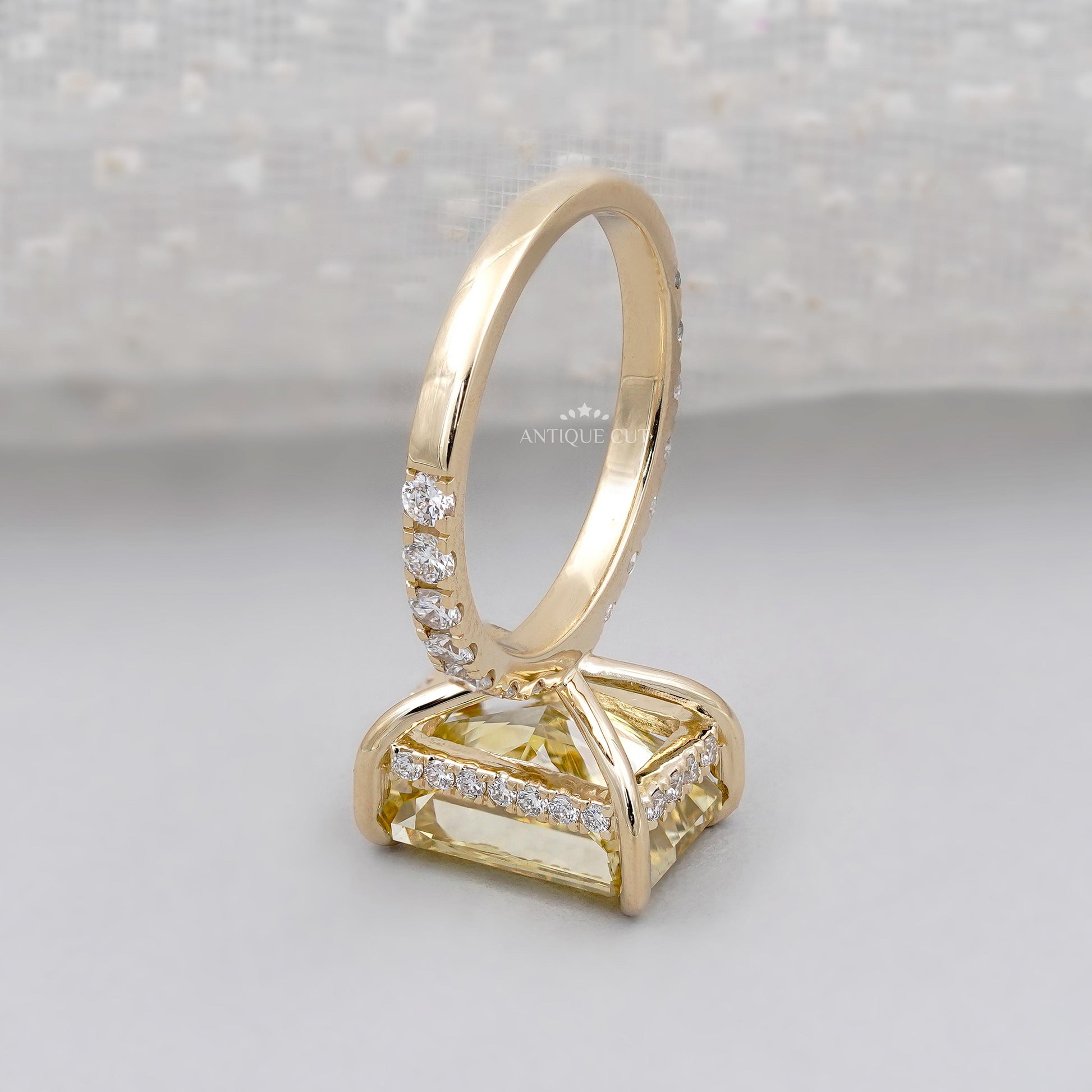 Lab grown radiant yellow diamond engagement ring