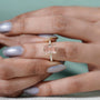 Modern yellow gold radiant pink diamond engagement ring