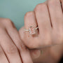 Elegant pave band radiant pink diamond ring