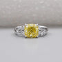 Yellow Cushion Cut Diamond Engagement Ring in White Gold