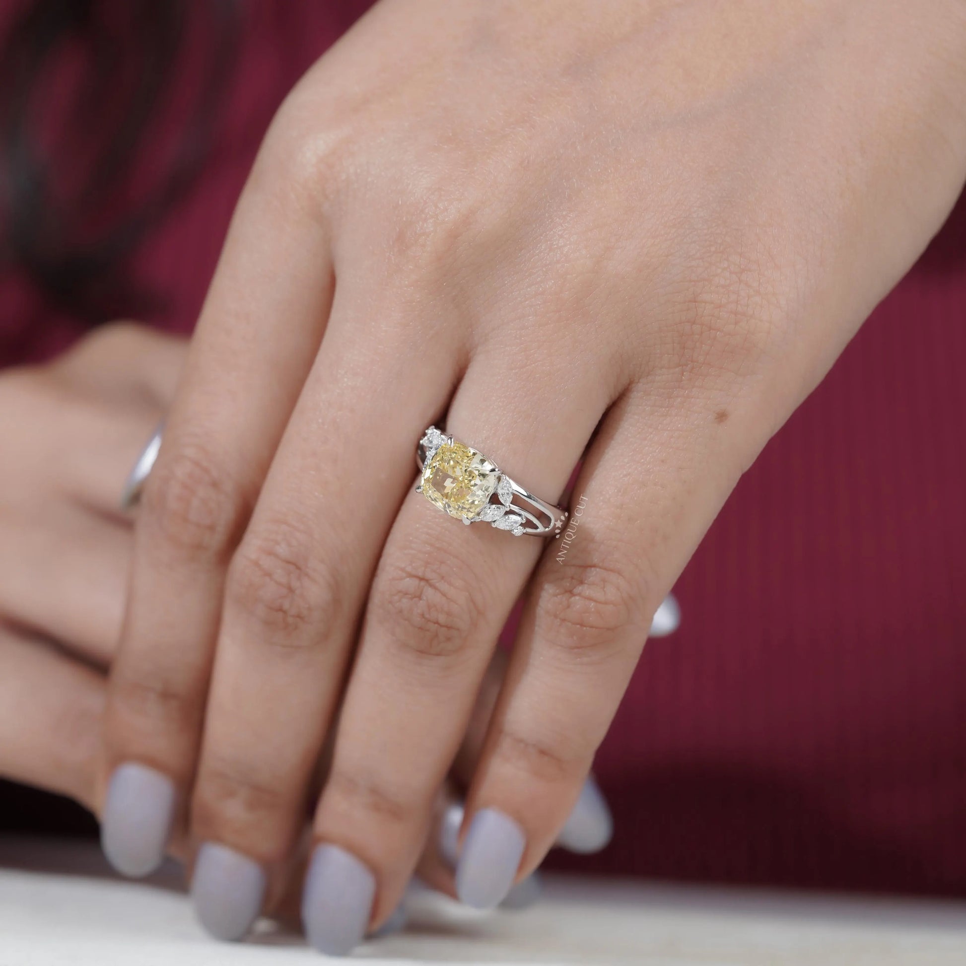 Fine jewelry cushion cut diamond ring in white gold