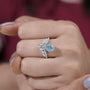 Chevron marquise and round diamond wedding band