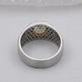 Fancy yellow radiant diamond ring for men with wide band designV