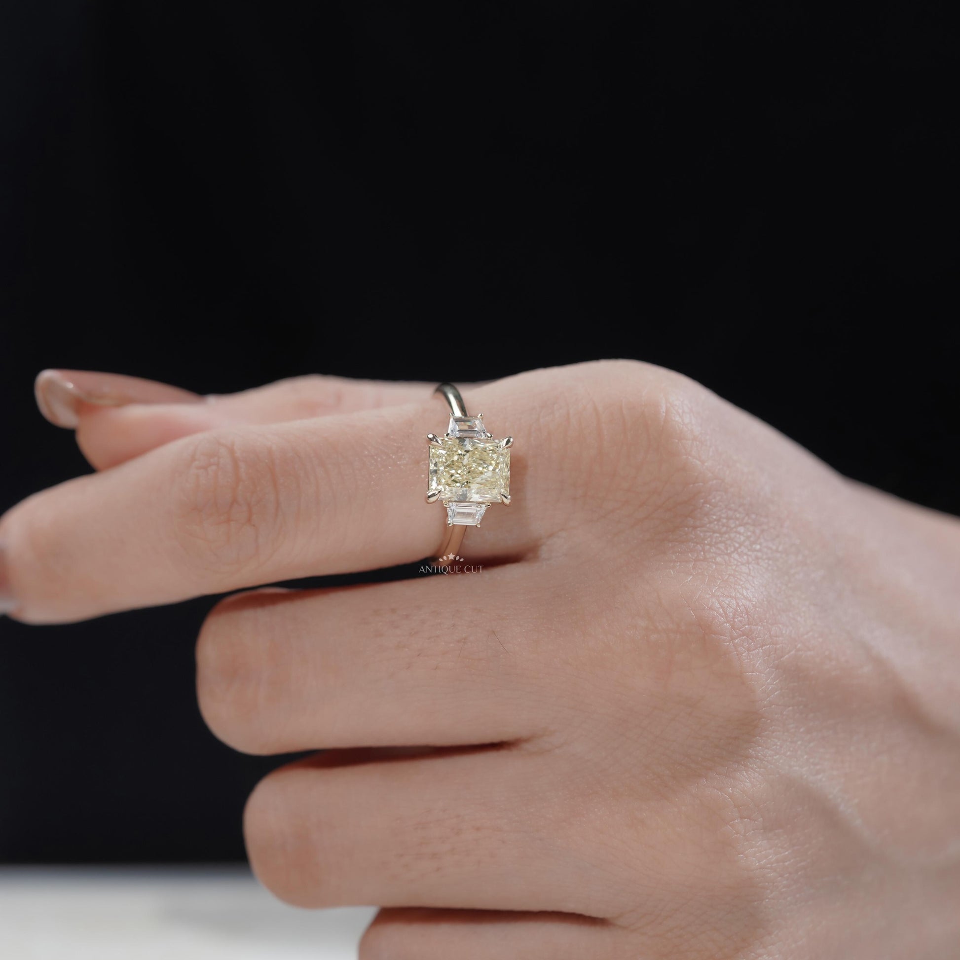 Timeless radiant fancy yellow diamond ring