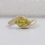 Marquise Cut Fancy Yellow Diamond Bypass Engagement Ring With Round Side Stones IGI Certified