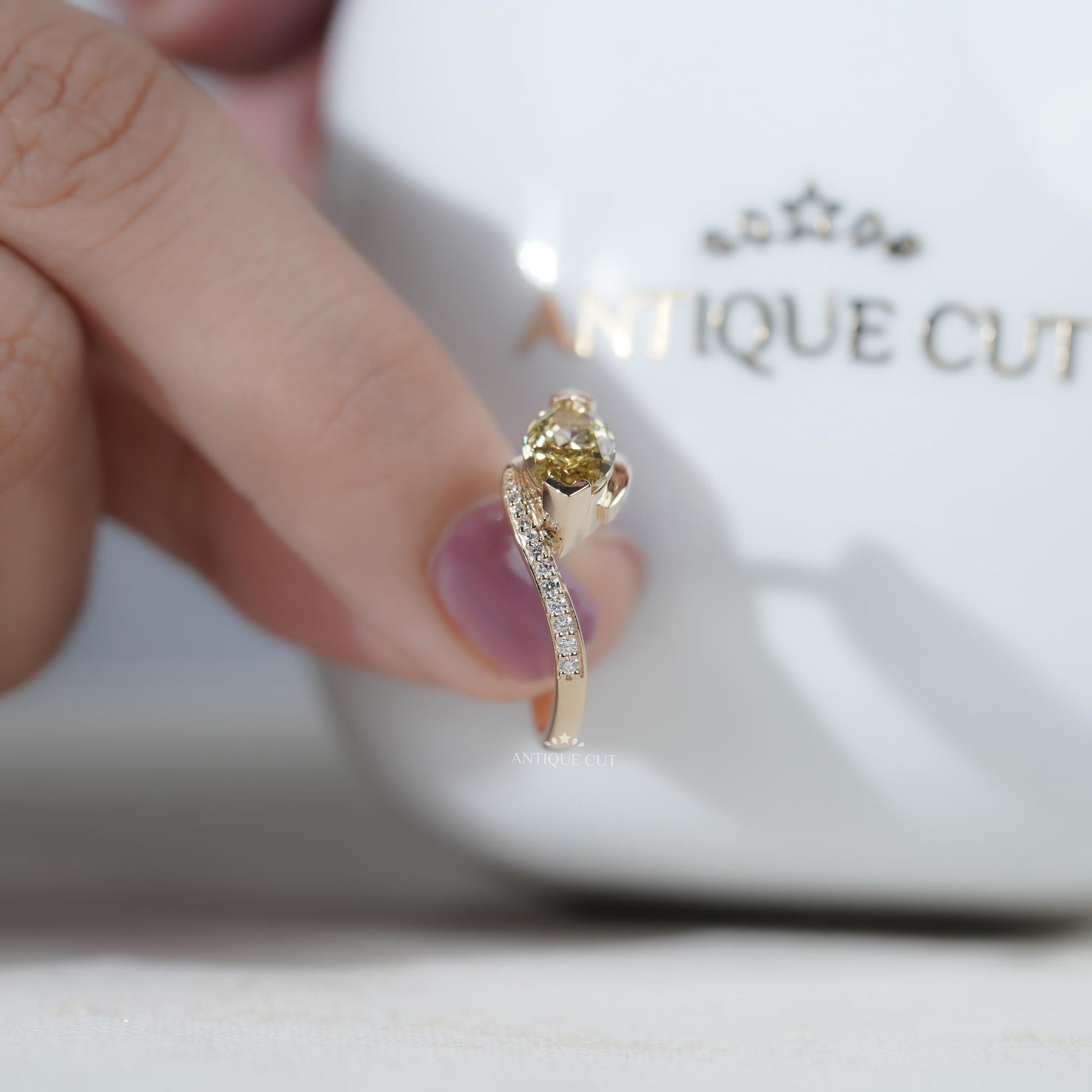 Statement bridal marquise yellow diamond ring