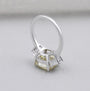 Lab grown cushion cut yellow diamond three stone ring