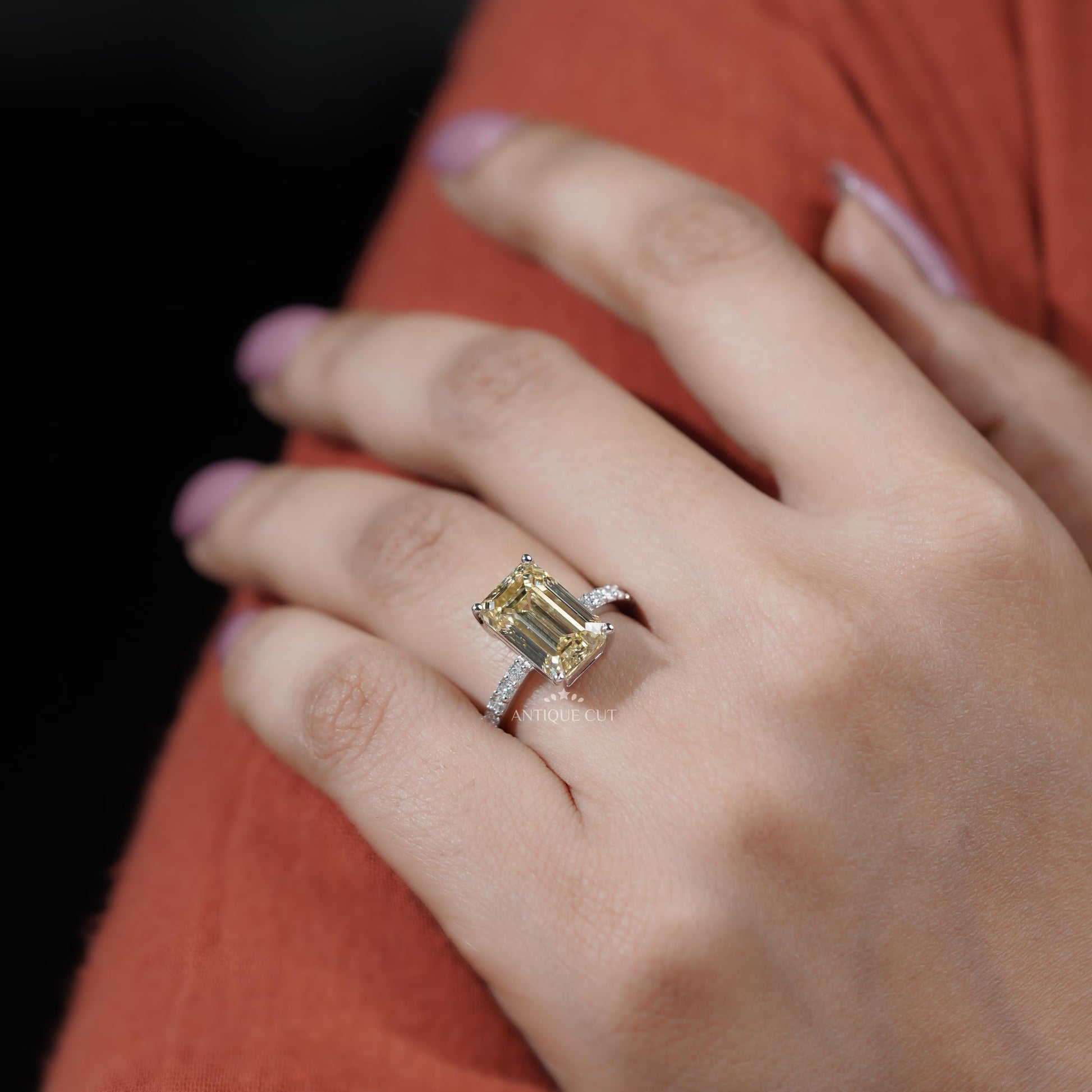 IGI Certified lab grown emerald cut diamond ring