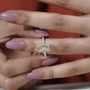 Bridal ring emerald cut diamond with round pave band