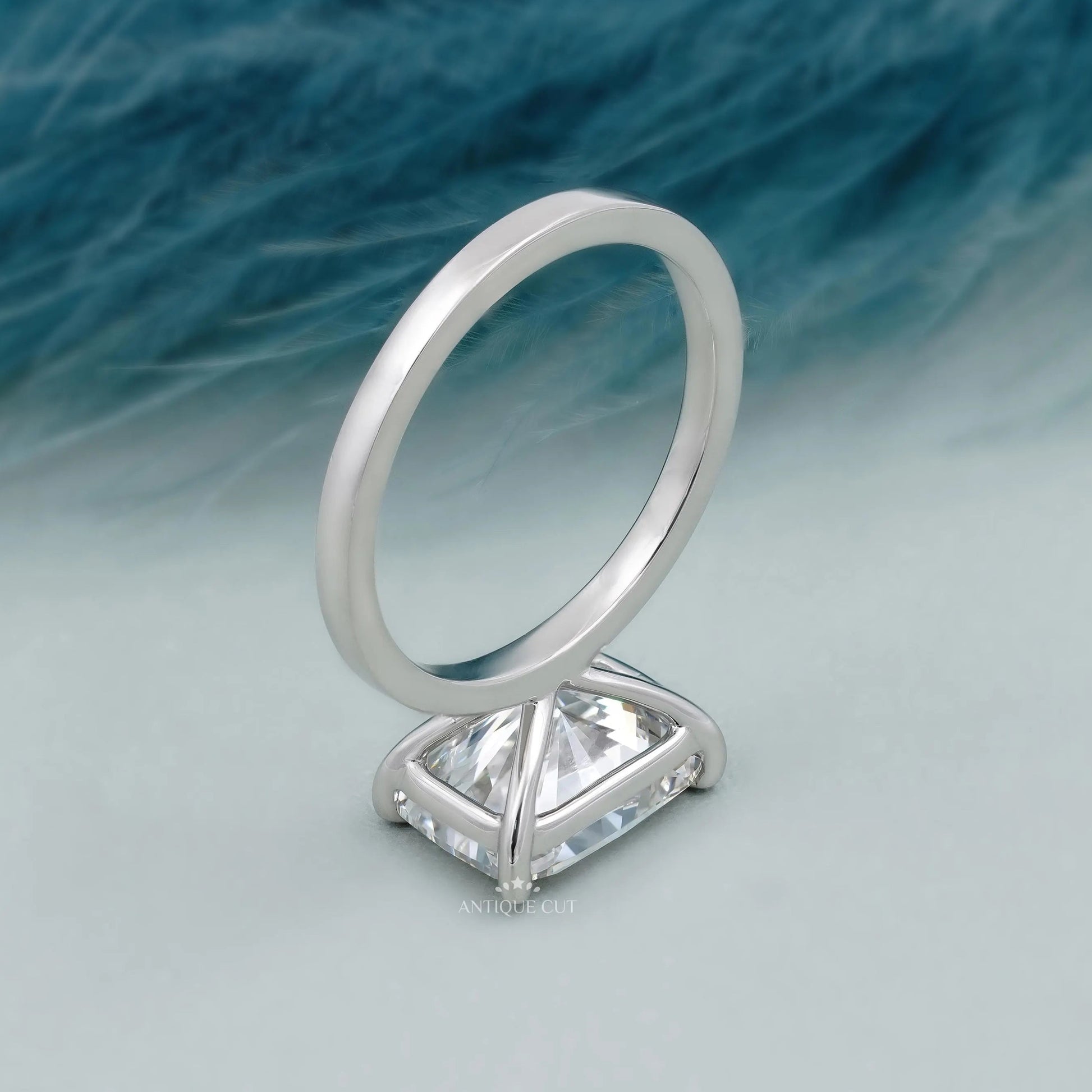 IGI Certified cushion diamond engagement ring in white gold