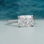 Cushion cut East West diamond solitaire engagement ring