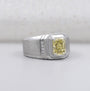 Yellow diamond men's engagement ring in white gold