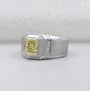 Antiquecut radiant cut yellow diamond men's ring