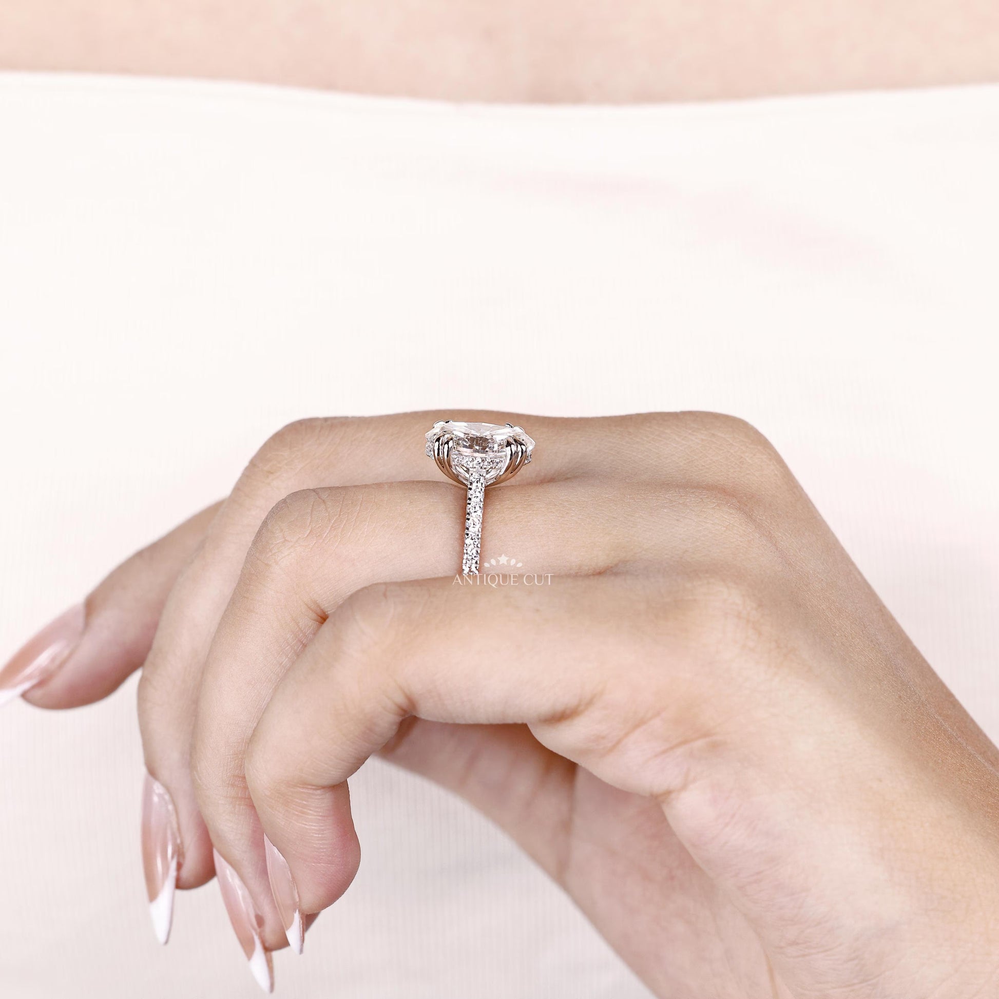 Modern lab grown diamond bridal ring