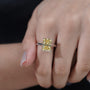 Modern radiant cut yellow diamond bridal ring