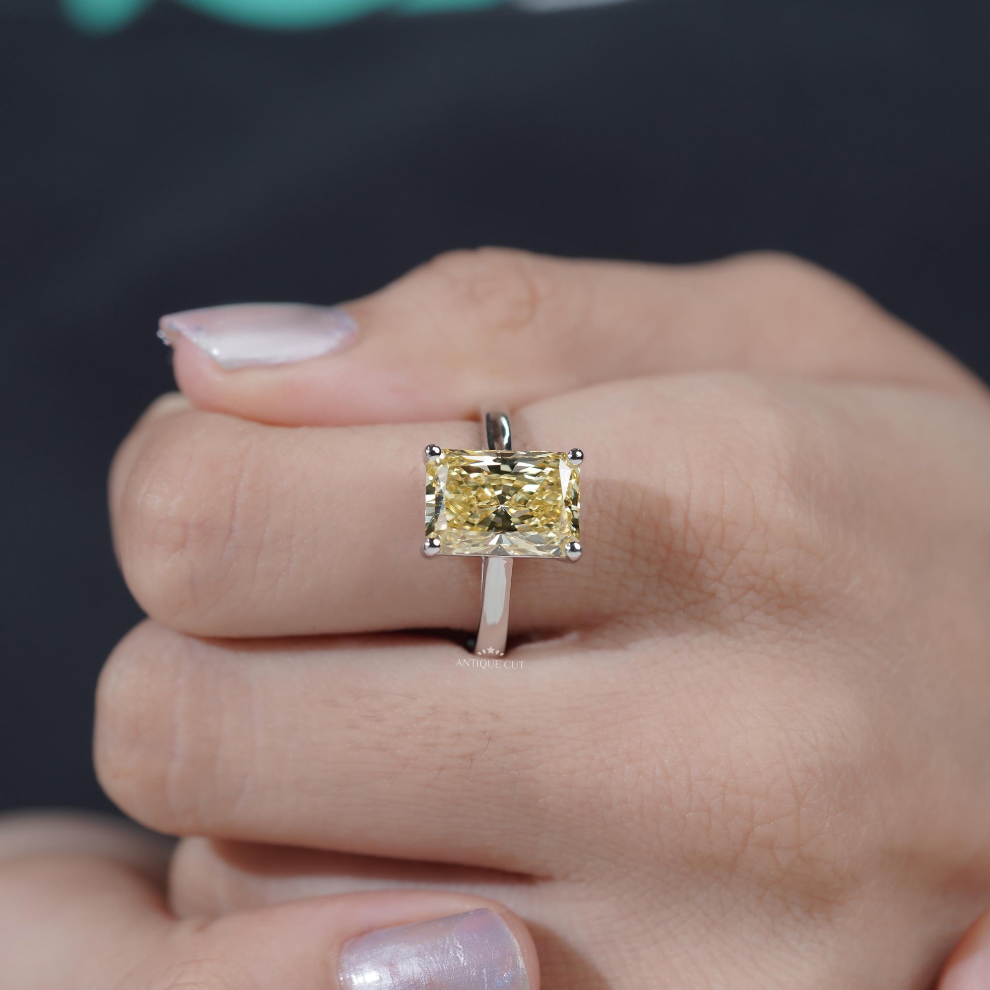 Solitaire yellow diamond engagement ring for women