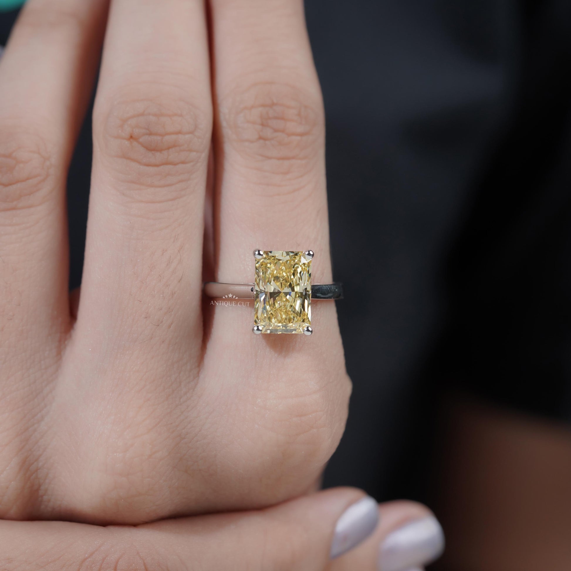 Yellow diamond lab grown solitaire ring