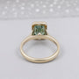 14K yellow gold bezel set green sapphire ring