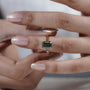 Lab grown diamond accent green sapphire ring
