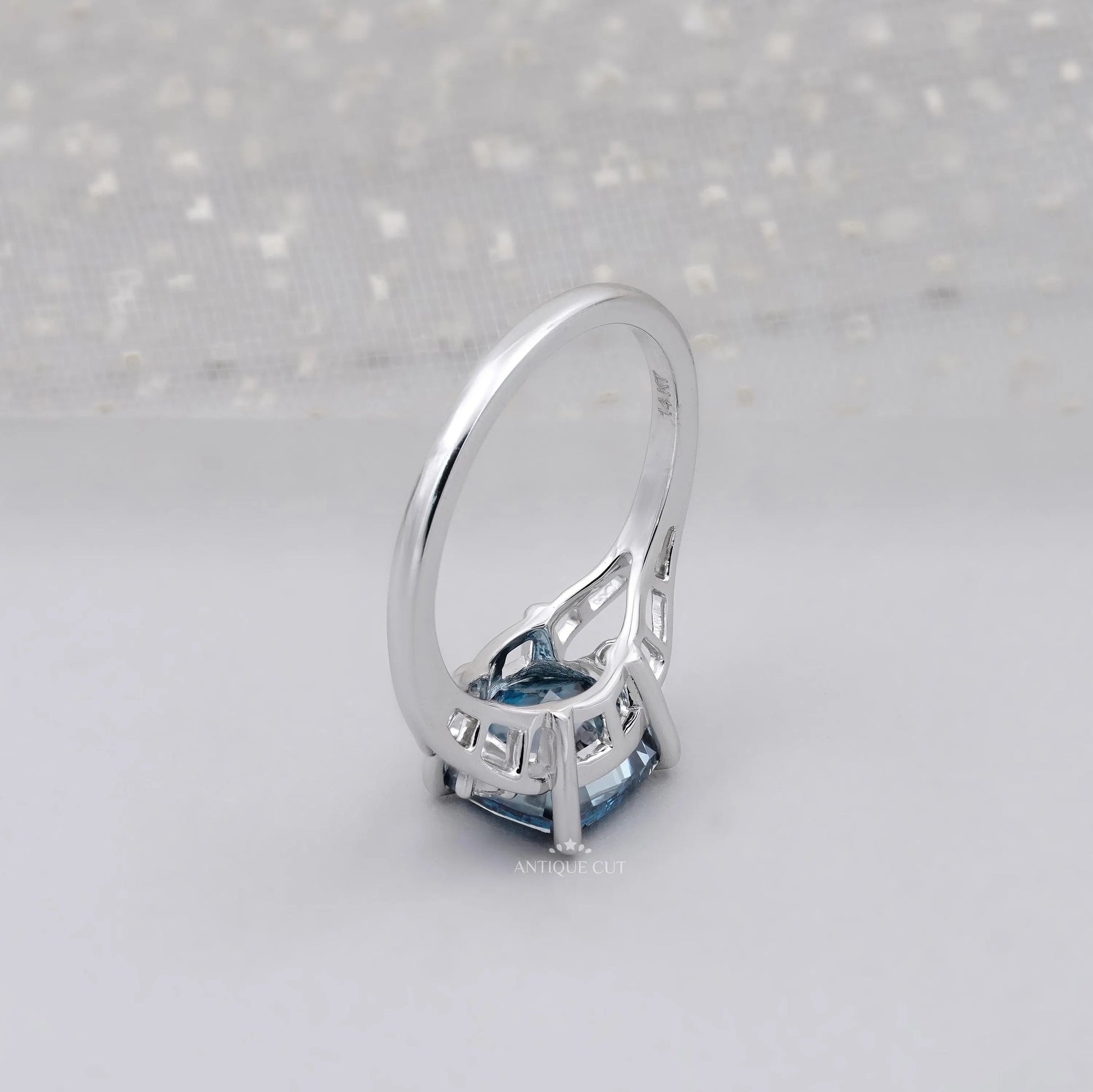 IGI Certified cushion cut fancy blue diamond ring