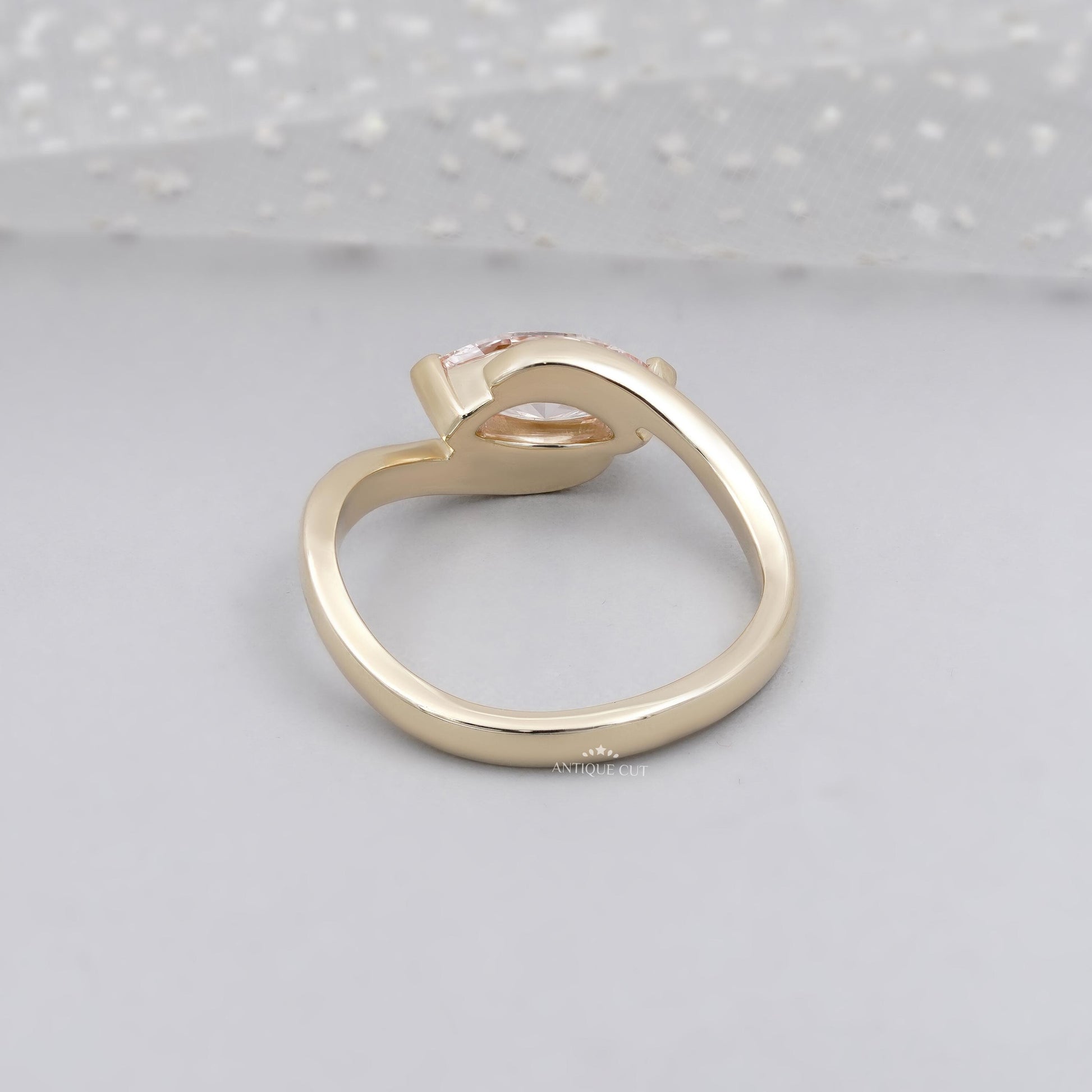 Lab grown marquise pink diamond engagement ring