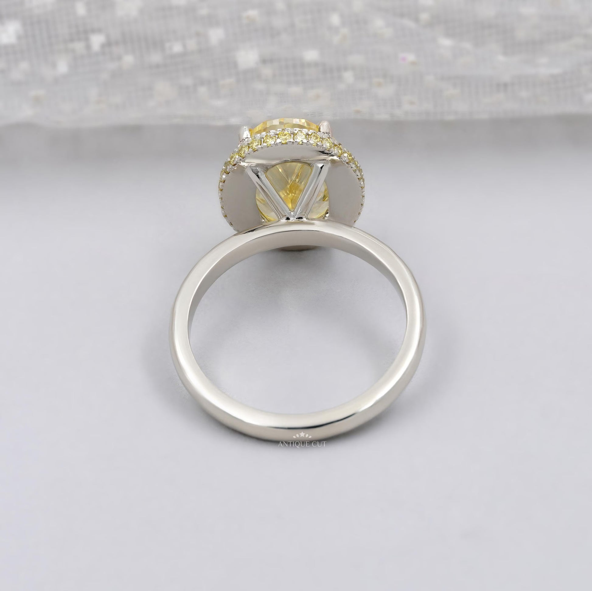 IGI Certified fancy yellow lab grown diamond engagement ring