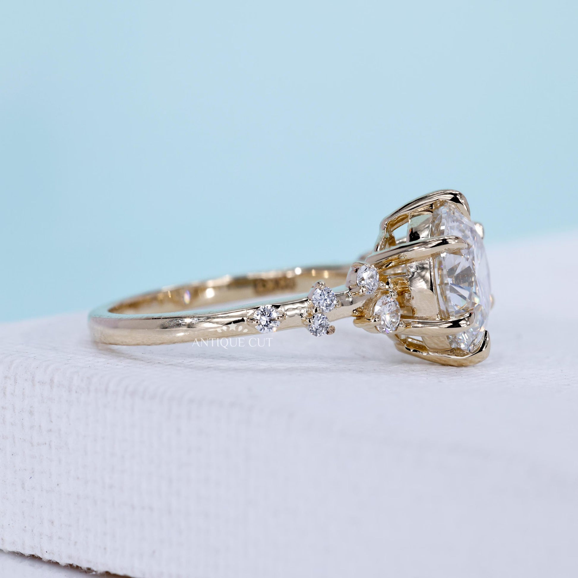 Leaf inspired diamond band engagement ring