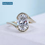 Modern oval lab grown diamond bypass ring yellow gold