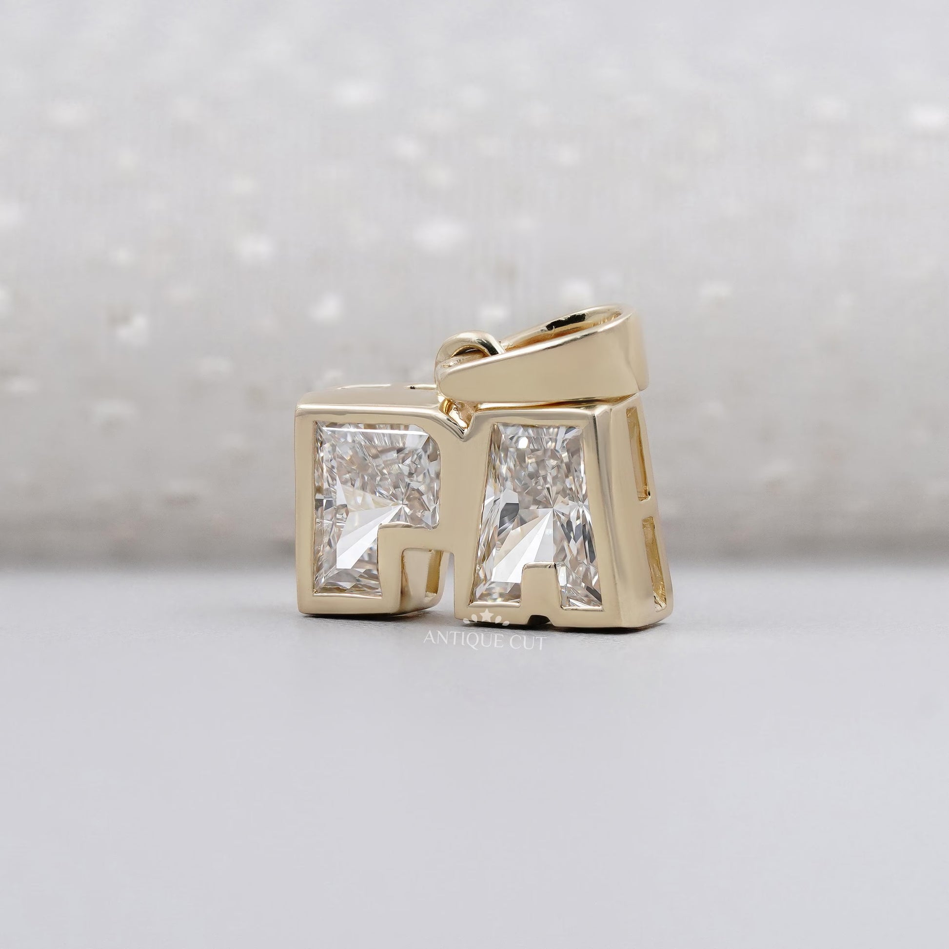 Personalized diamond initial necklace with gold pendant design