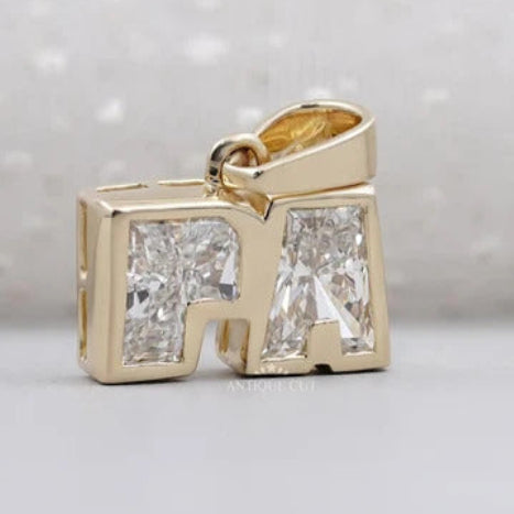 Yellow gold diamond initial letter necklace