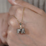 Yellow gold initial pendant necklace with diamond
