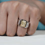 Contemporary yellow gold cushion cut diamond ring