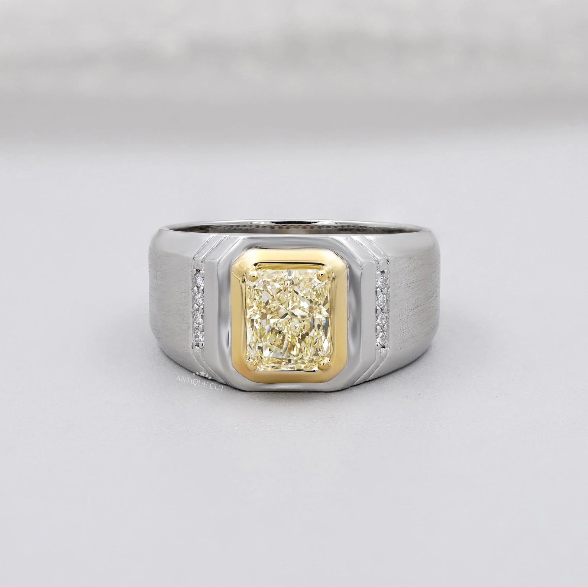 Yellow Cushion Cut Diamond Engagement Ring In White Gold