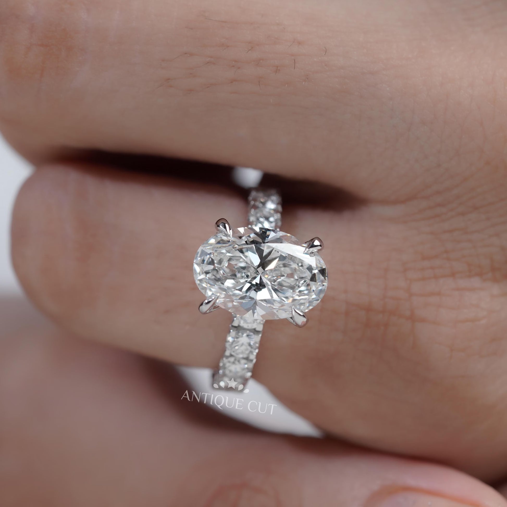 Luxury oval solitaire diamond ring by Antiquecut