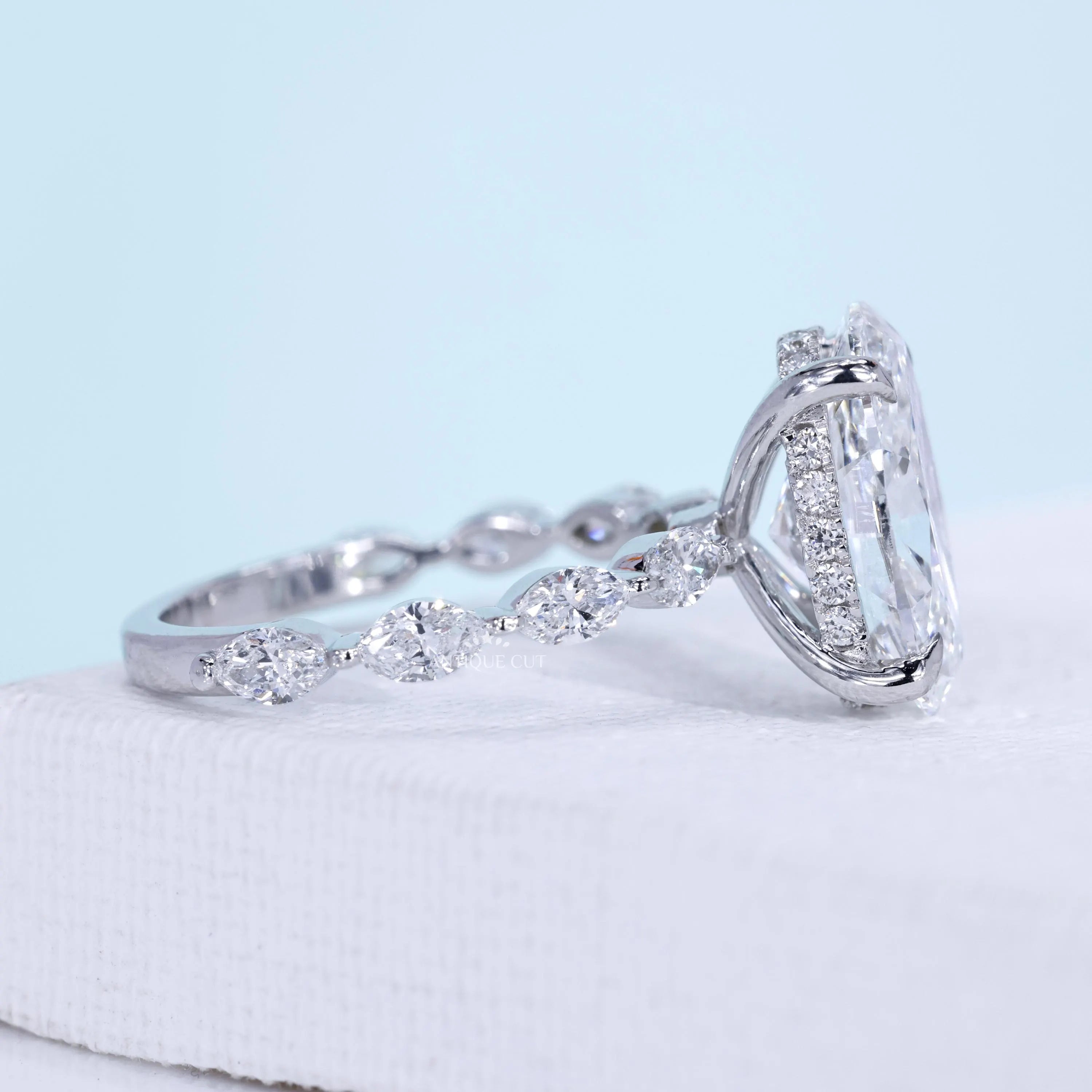 Antiquecut oval cut diamond engagement ring