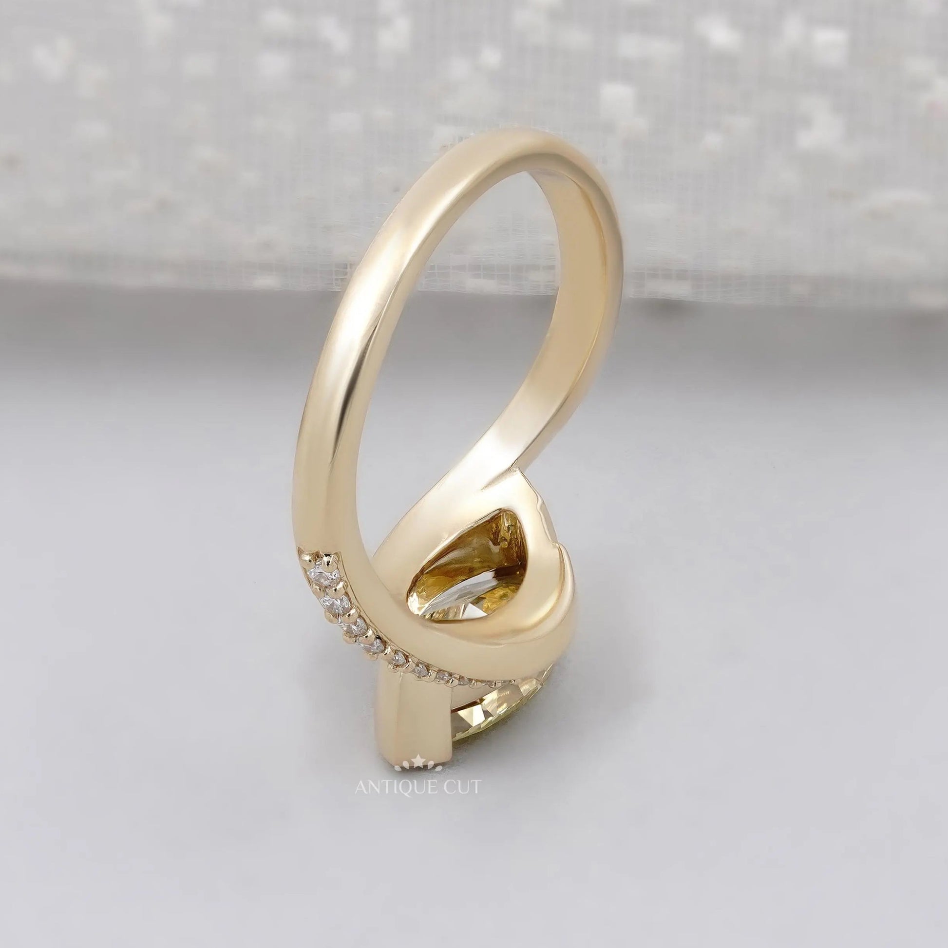 IGI Certified fancy yellow lab grown diamond engagement ring