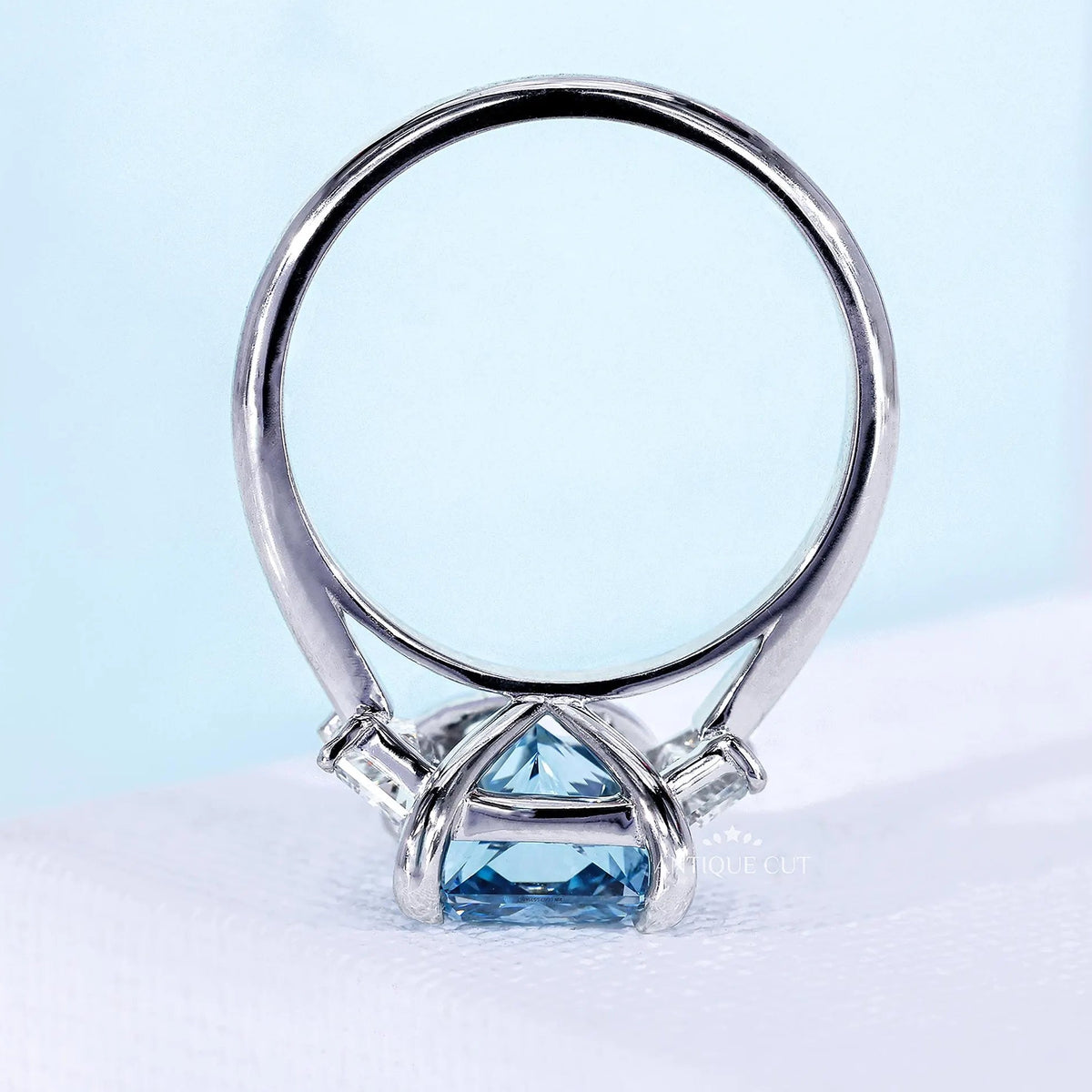 IGI Certified blue radiant diamond engagement ring design