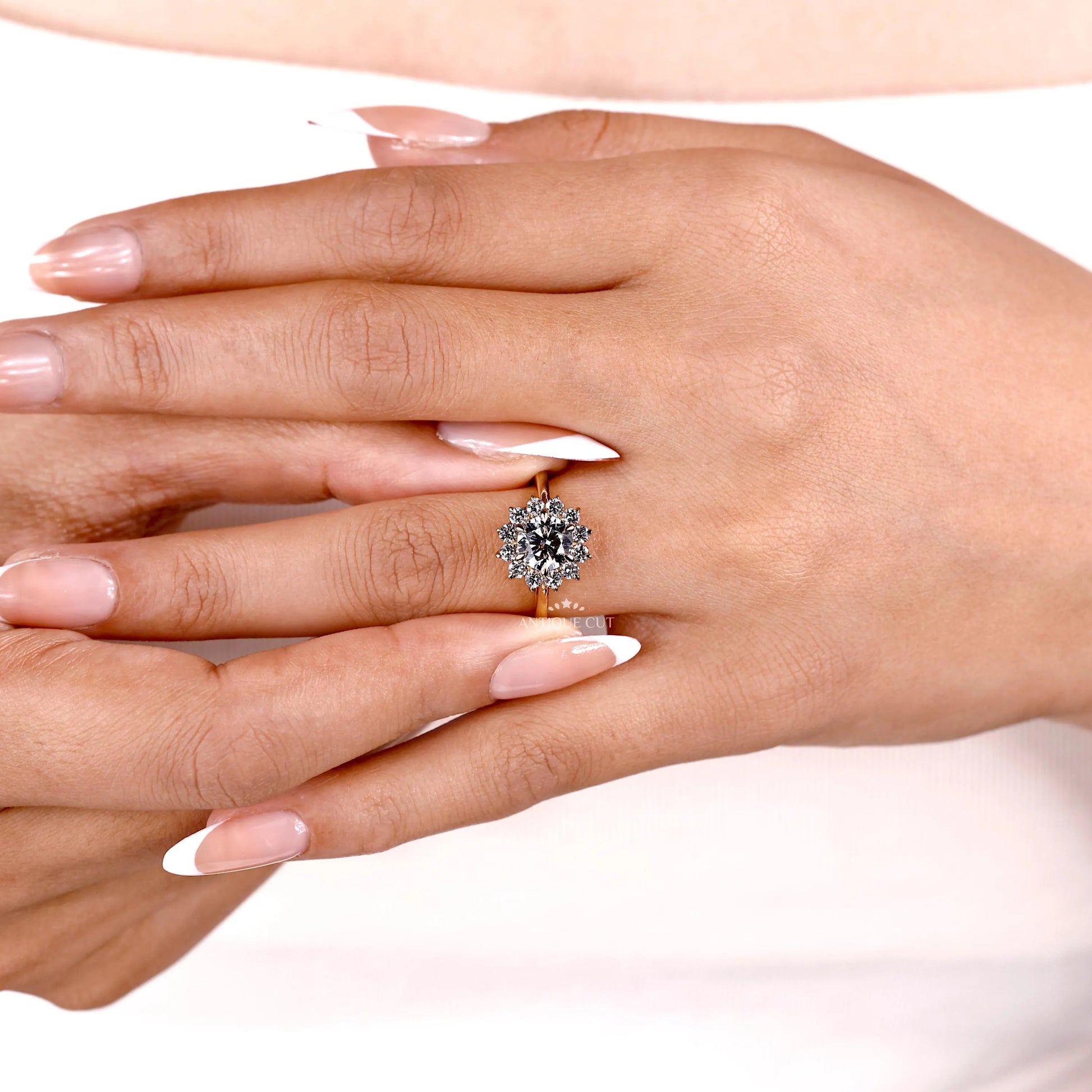 Cathedral setting yellow gold engagement ring