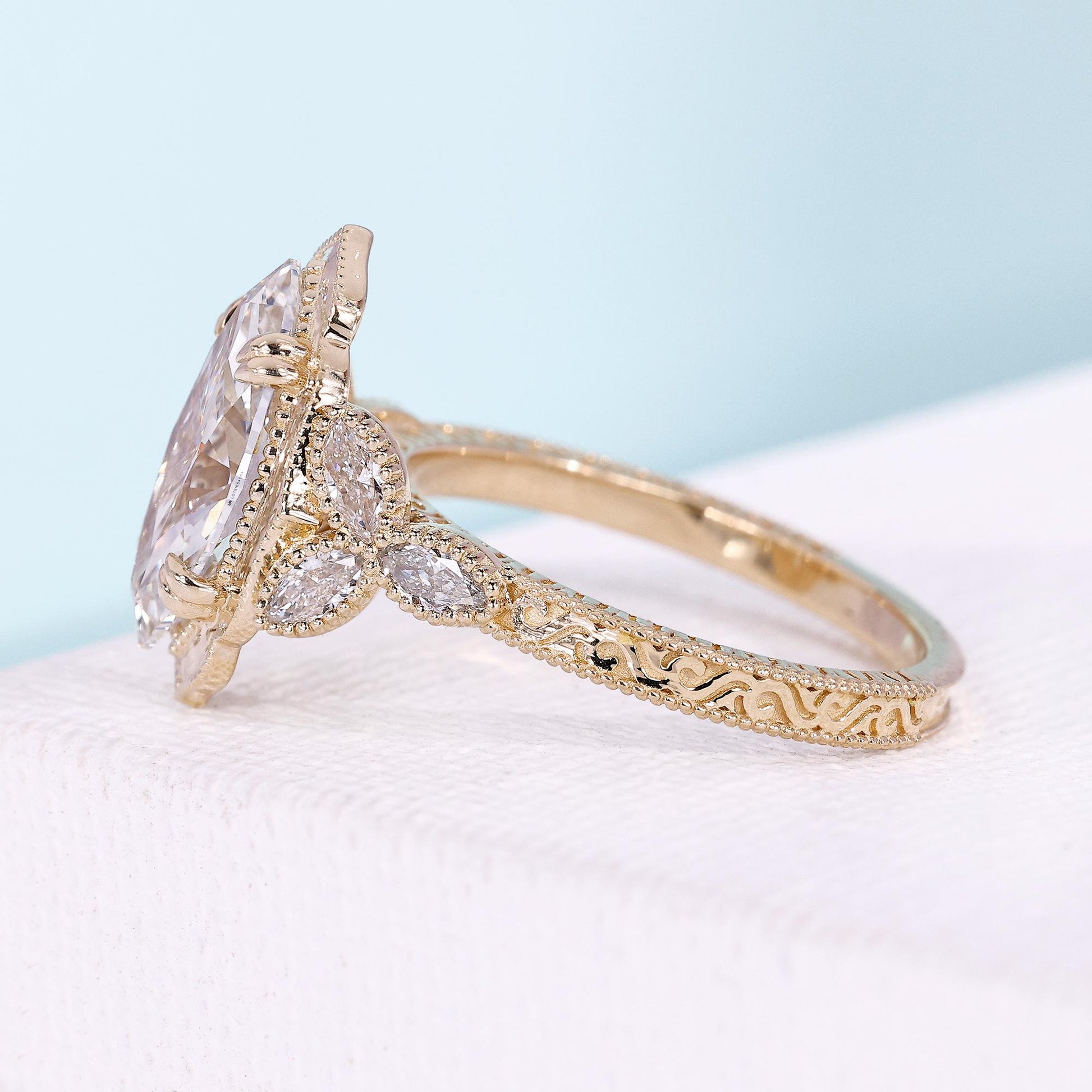 Antiquecut vintage marquise engagement ring for women

