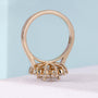 Oval halo diamond ring with secure round prong setting