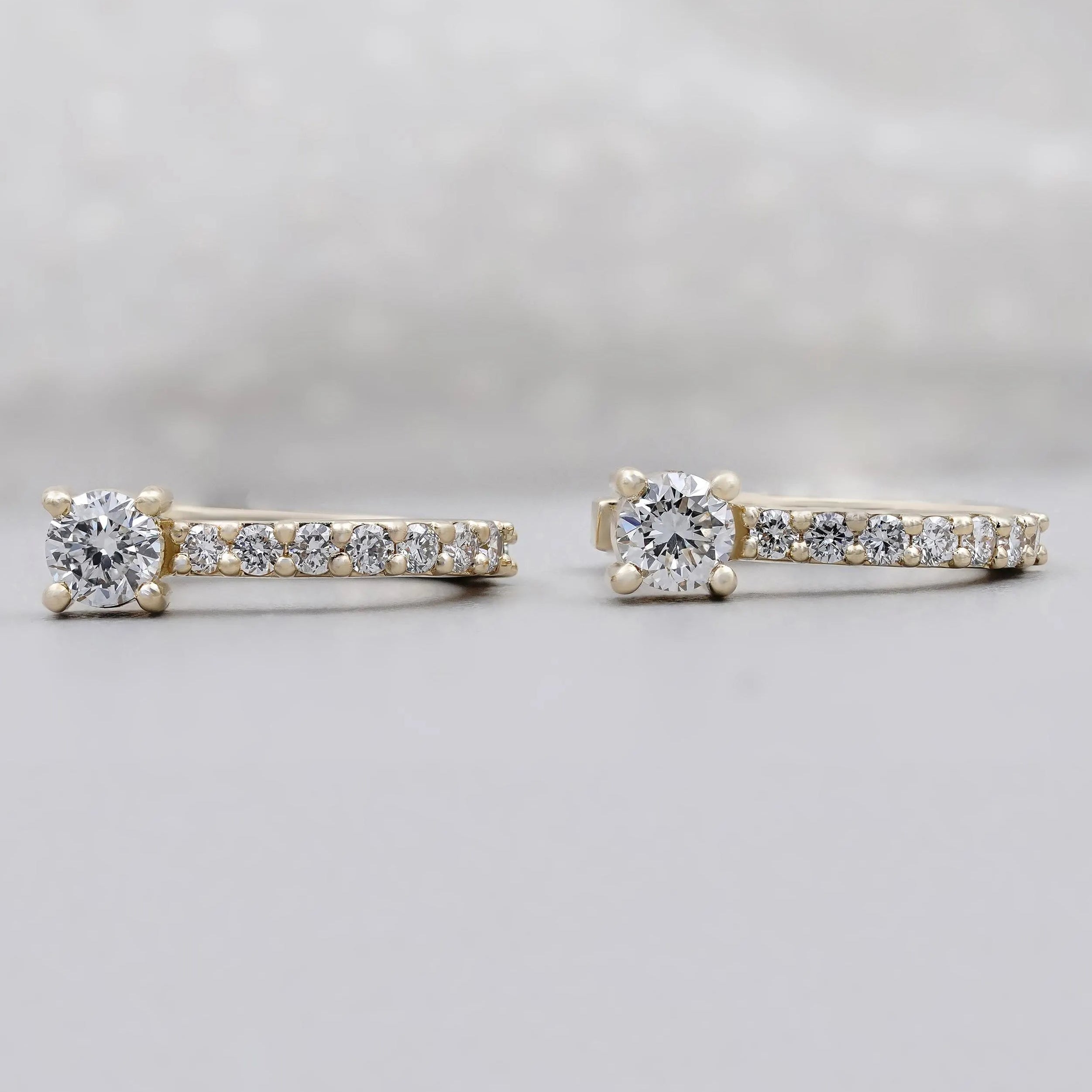 Pavé set gold hoop earrings