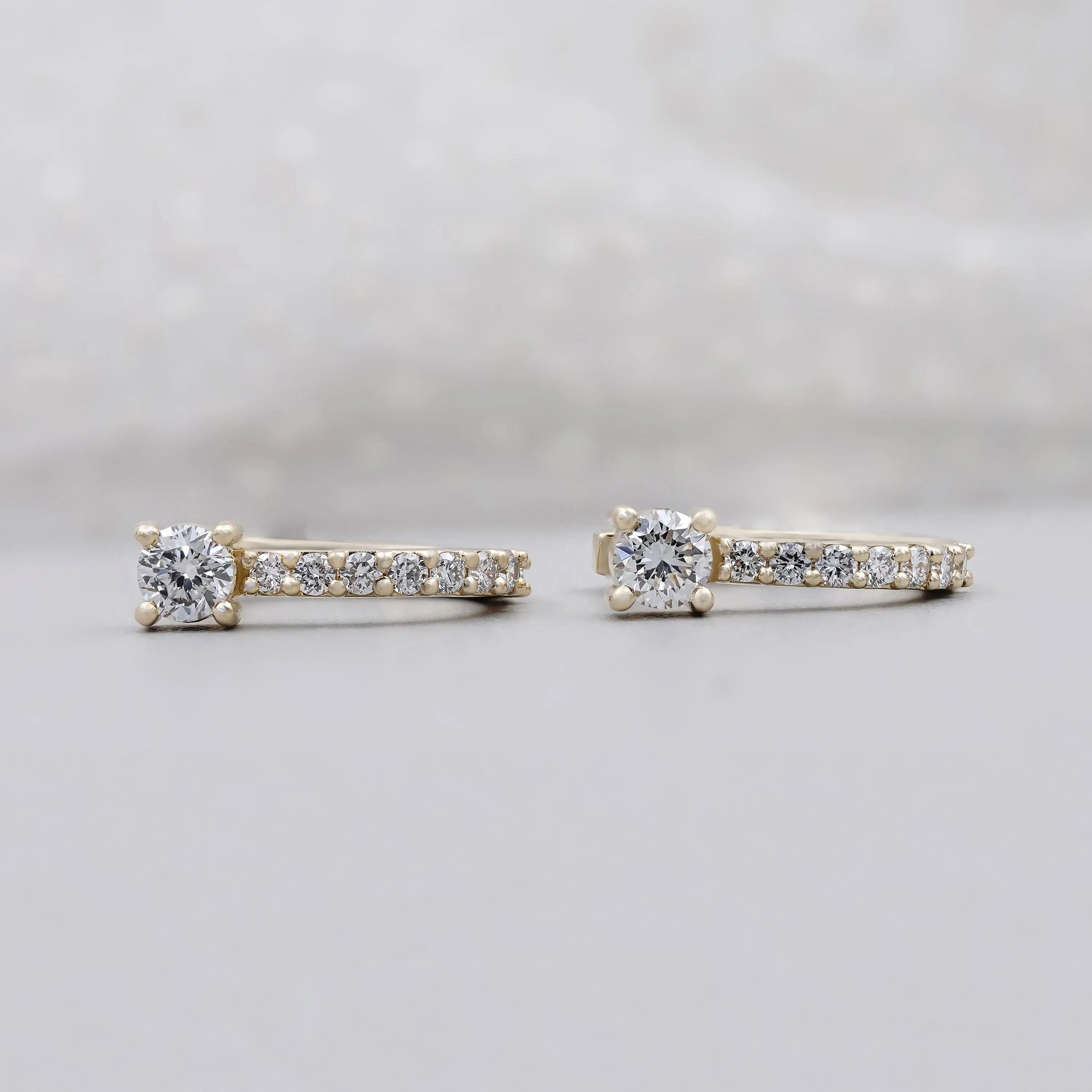 Pavé set gold hoop earrings